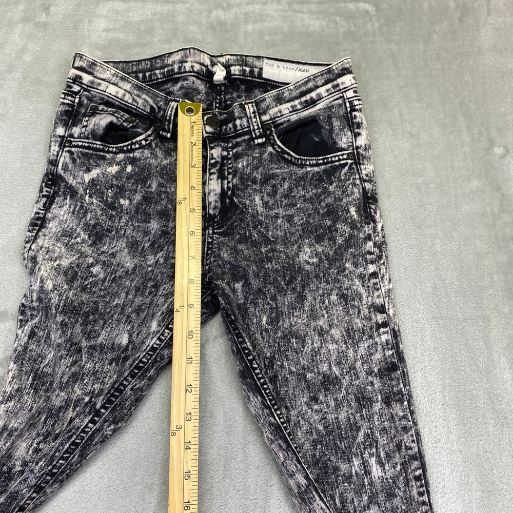 Rag‎ Bone Jean Skinny Jeans Acid Wash Black White Distressed Size 26 Grunge - Picture 2 of 10
